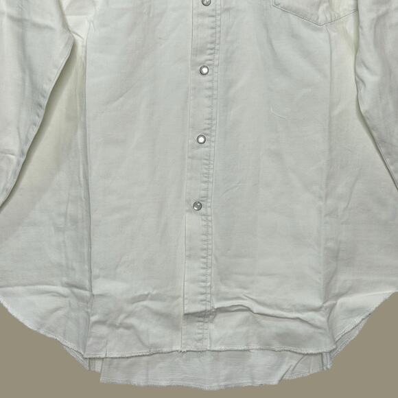 Sandrine Rose Chambray Western Button Up Tunic Shirt Cream Women Large NWT - Picture 7 of 12